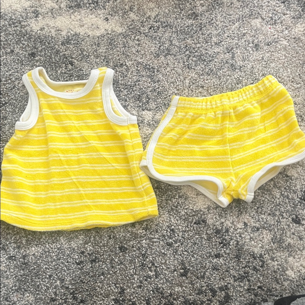 Baby Yellow Striped Tank and Shorts Set